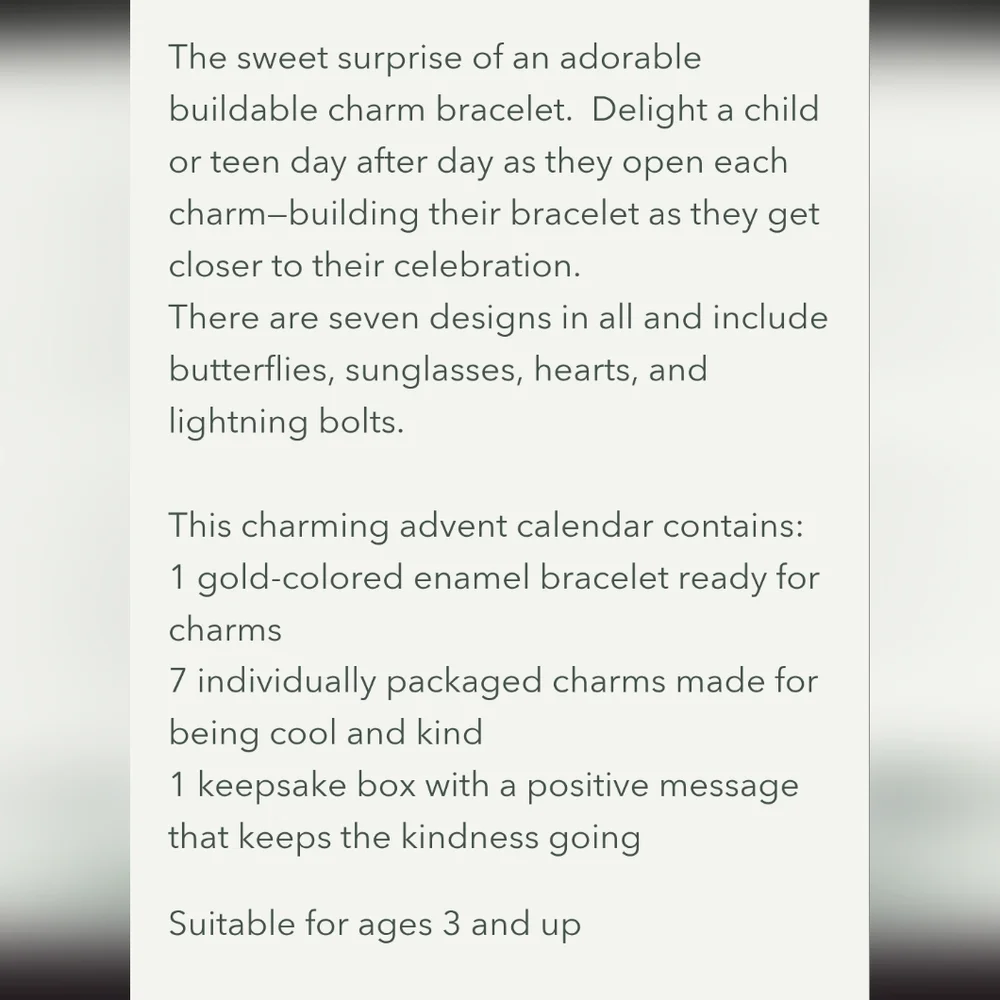 Calico Sun Celebration Countdown Calendar CHARM BRACELET Set